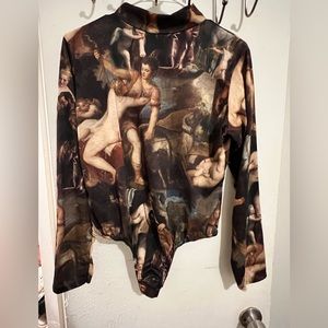 PLT mock turtleneck print bodysuit.